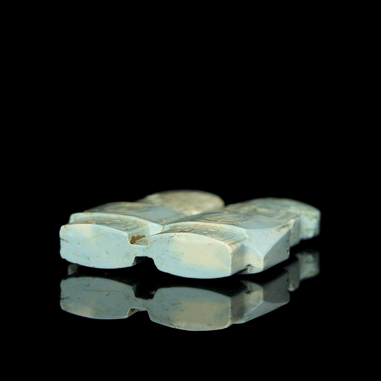 Ornamento de turquesa tallada, dinastía Qing - 5