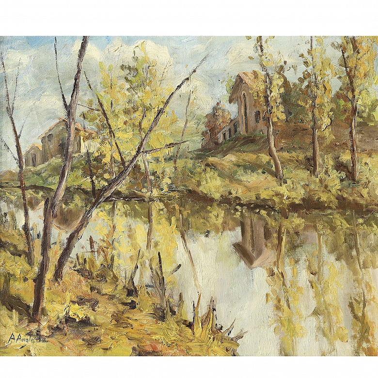 A. Anglada (20th century) ‘Landscape by the River’