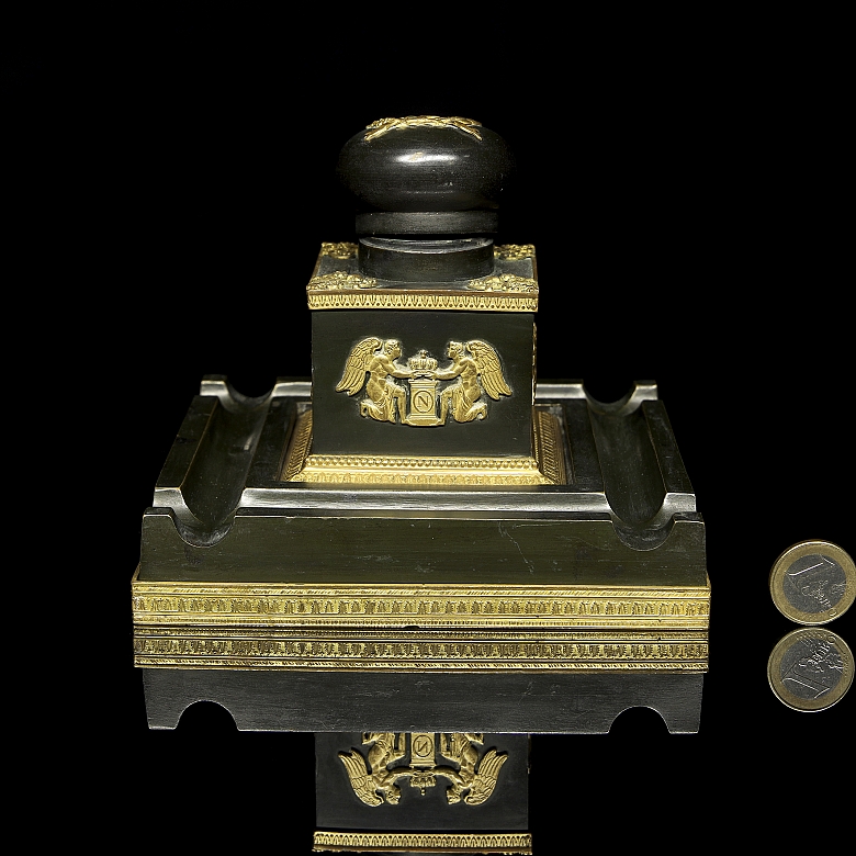 Empire style metal and bronze scrivener's desk, 19th century - 9