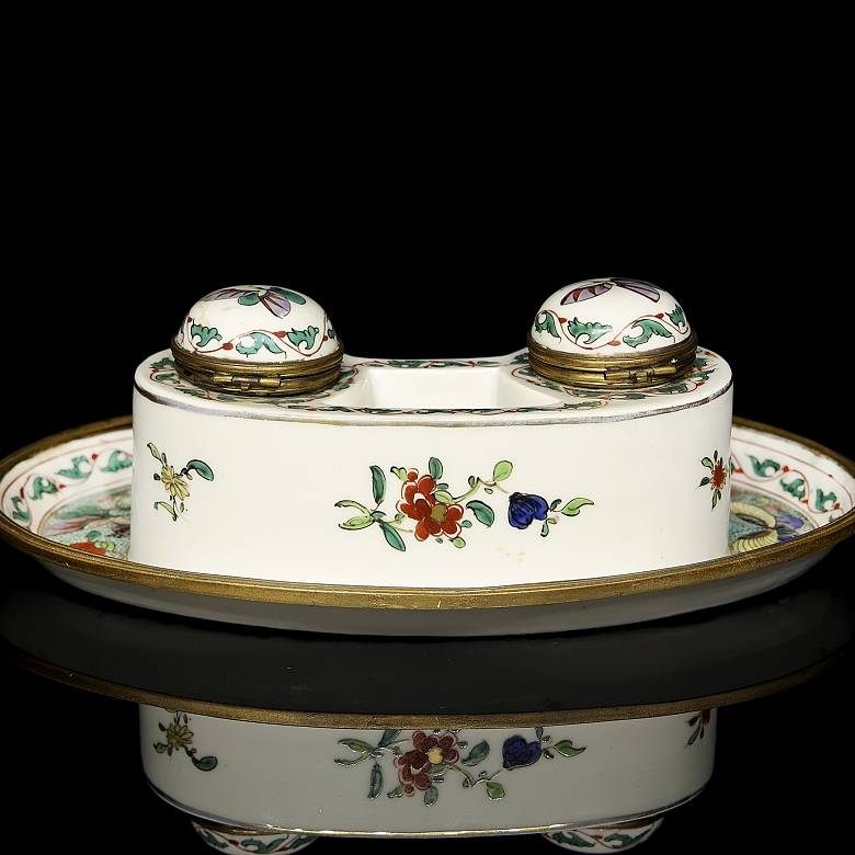 Chantilly style porcelain scrivener's desk, 19th century - 8