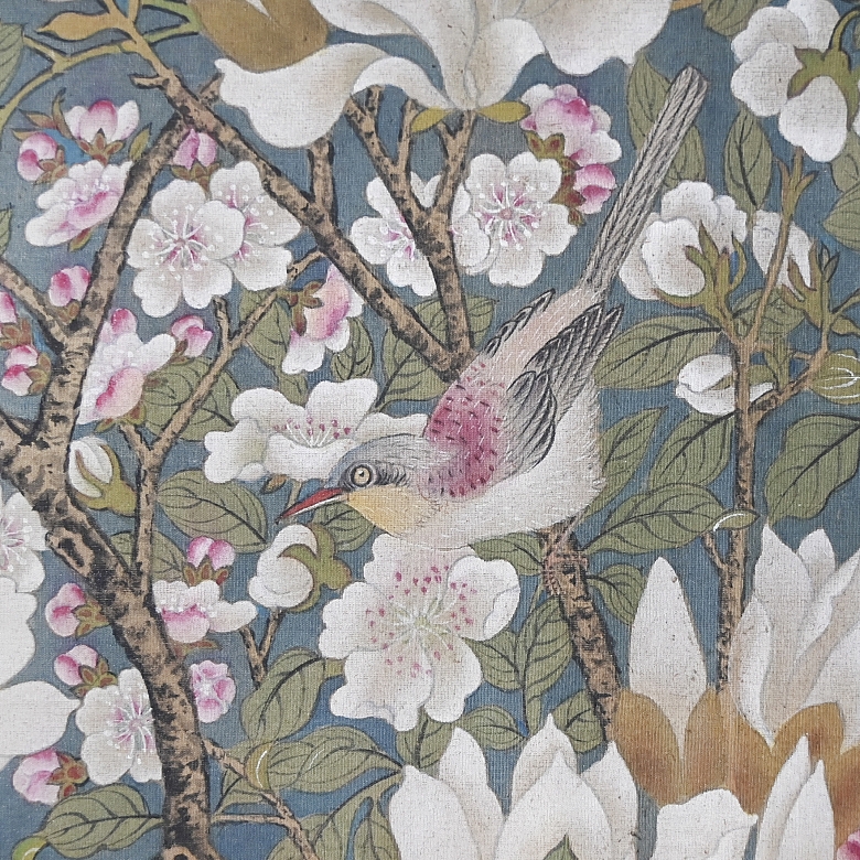 Chinese painting “Flowers and golden pheasant,” signed Jiang Tingxi