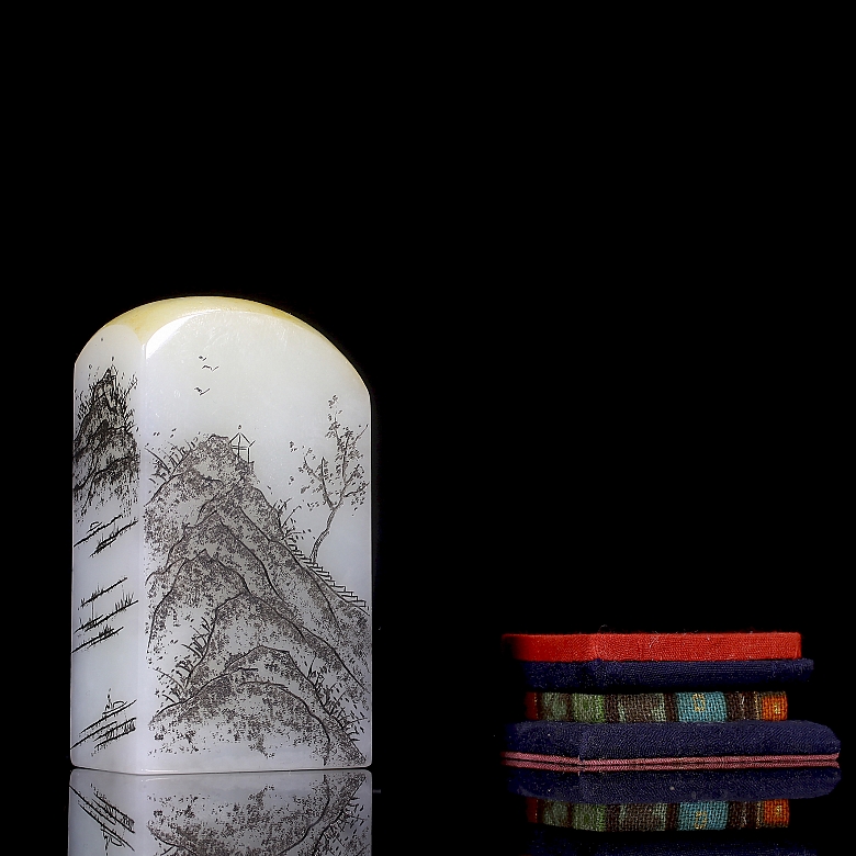 Figura de jade blanco de Hetian