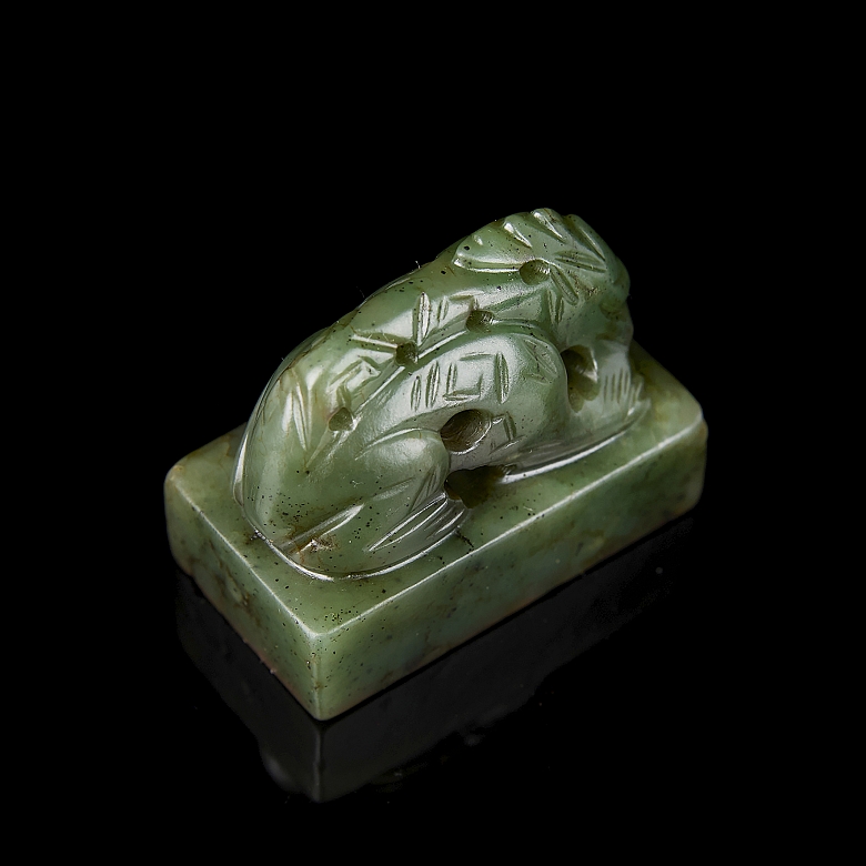 Sello de jade verde espinaca