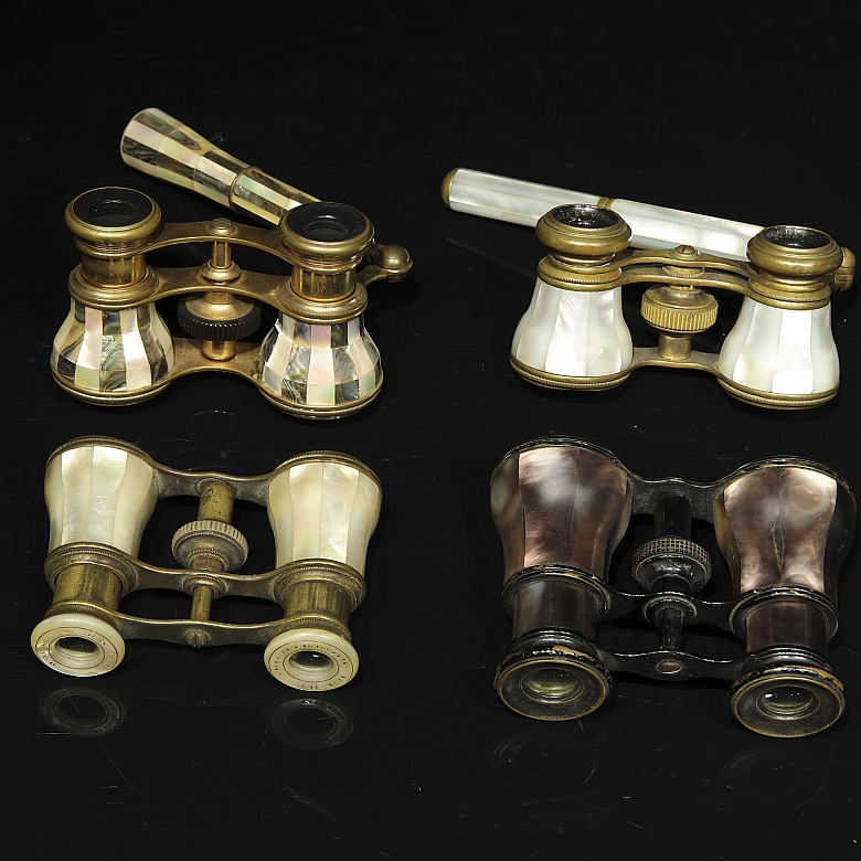 Conjunto de antíguos binoculares de teatro, s.XIX-XX
