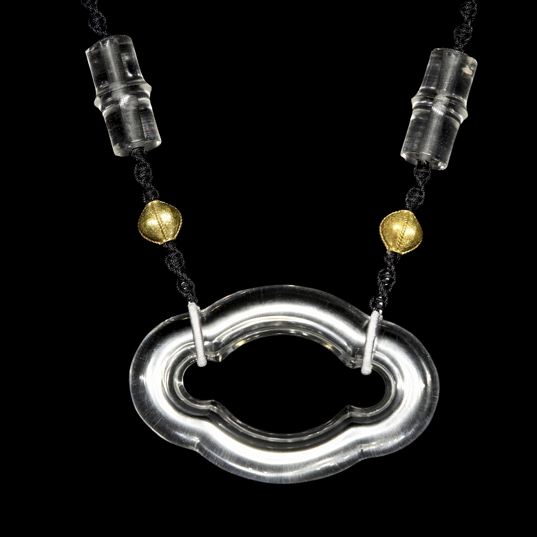 Collar de cuarzo y bronce dorado 