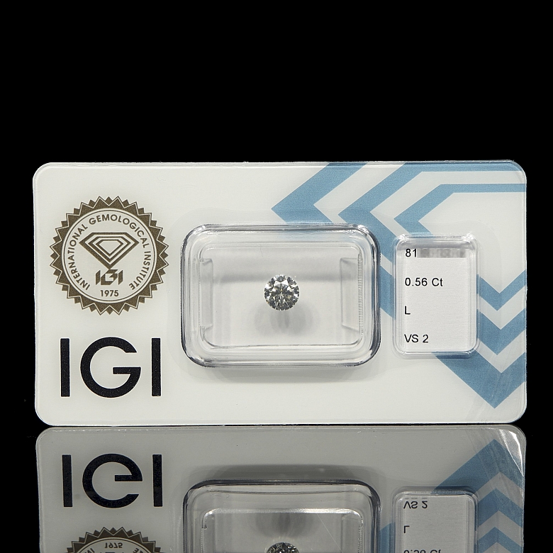 Diamante natural en talla brillante, 0.56 ct, certificado IGI