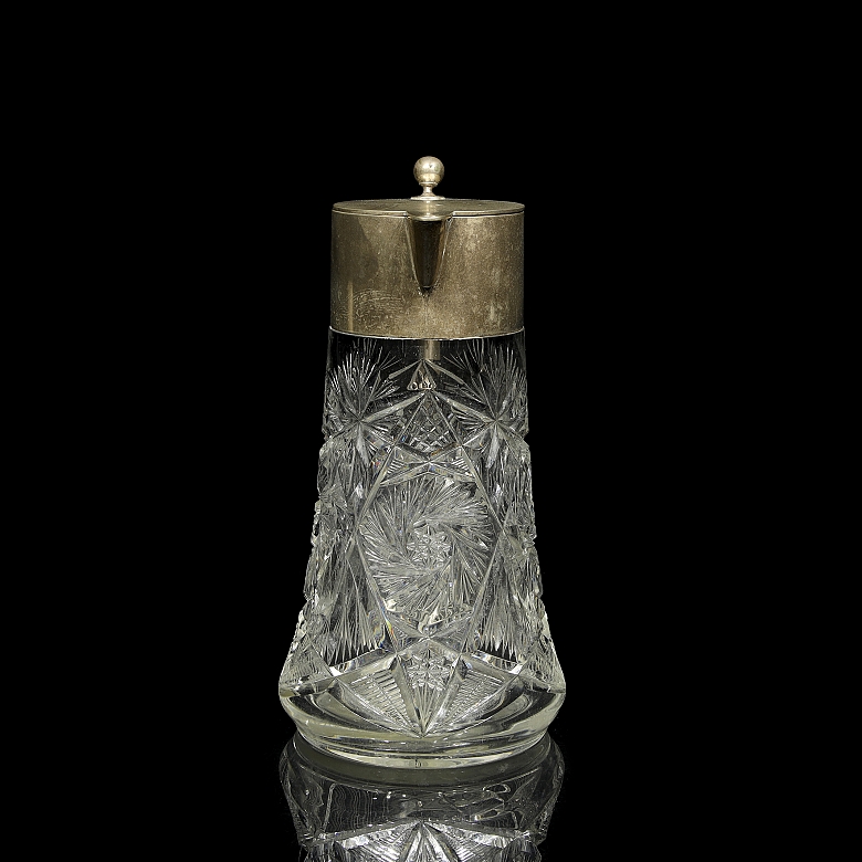 Jarra de cristal tallado, estilo Art Déco, med. s.XX