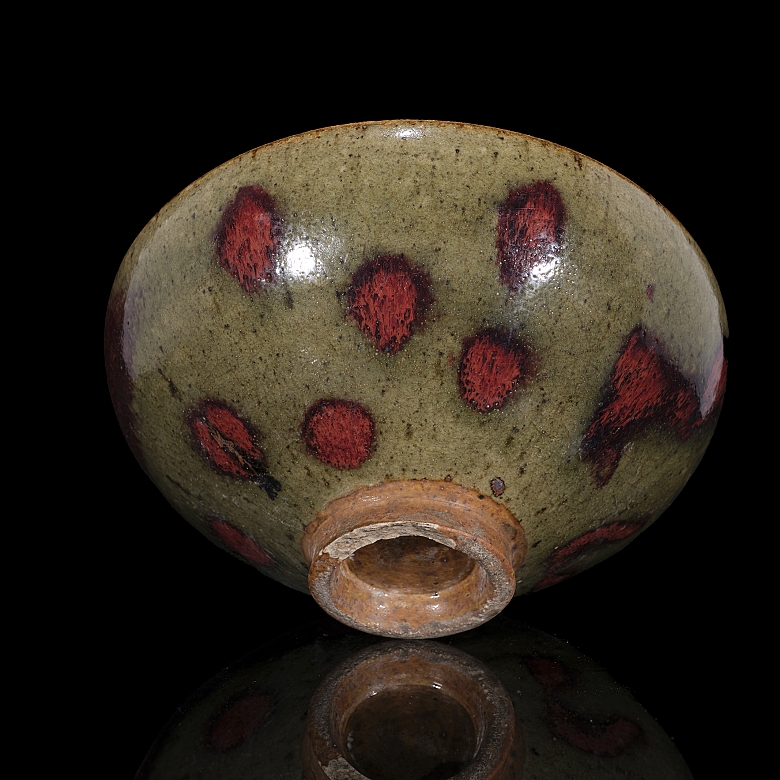 Cuenco de cerámica con esmalte Junyao, dinastía Yuan