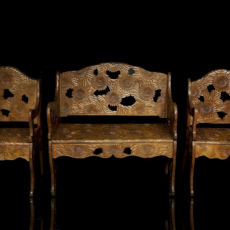 Tresillo de estilo Japonesismo para Liberty & Co., circa 1900–1910