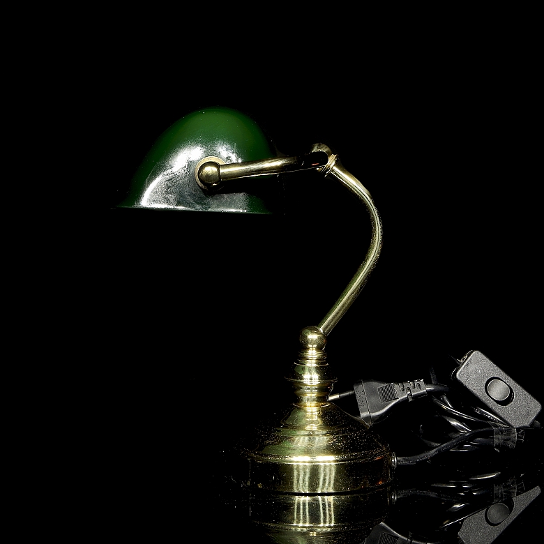 Lámpara de sobremesa estilo Emeralite, s.XX