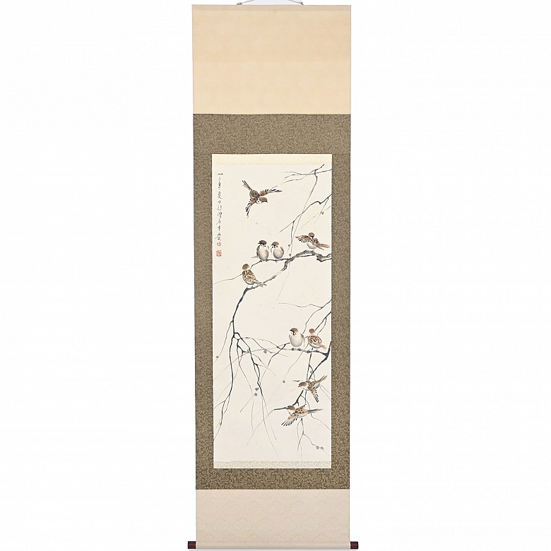 Chinese painting ‘Sparrows on Branches’, signed by Xu Beihong