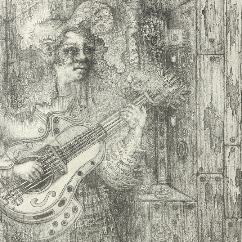 Miguel Ángel Sáez (1946) ‘Woman with Guitar’ - 1