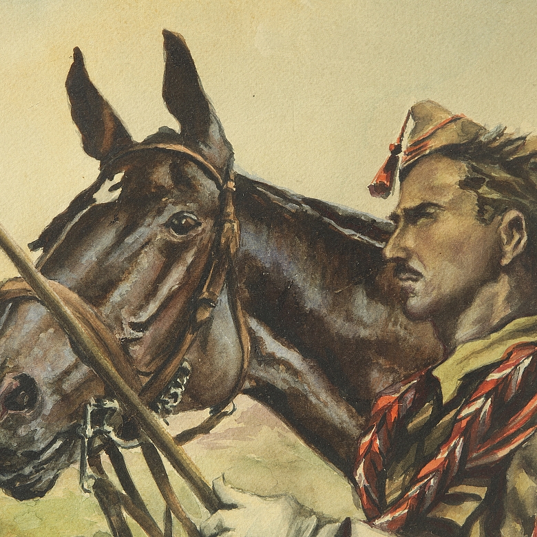 卡洛斯·阿利亚加（Carlos Aliaga，20 世纪）《西班牙军团枪骑兵中队》，1957 年 - 1