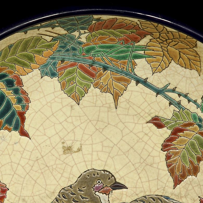 Longwy, glazed ceramic plate ‘Birds’, early 20th century