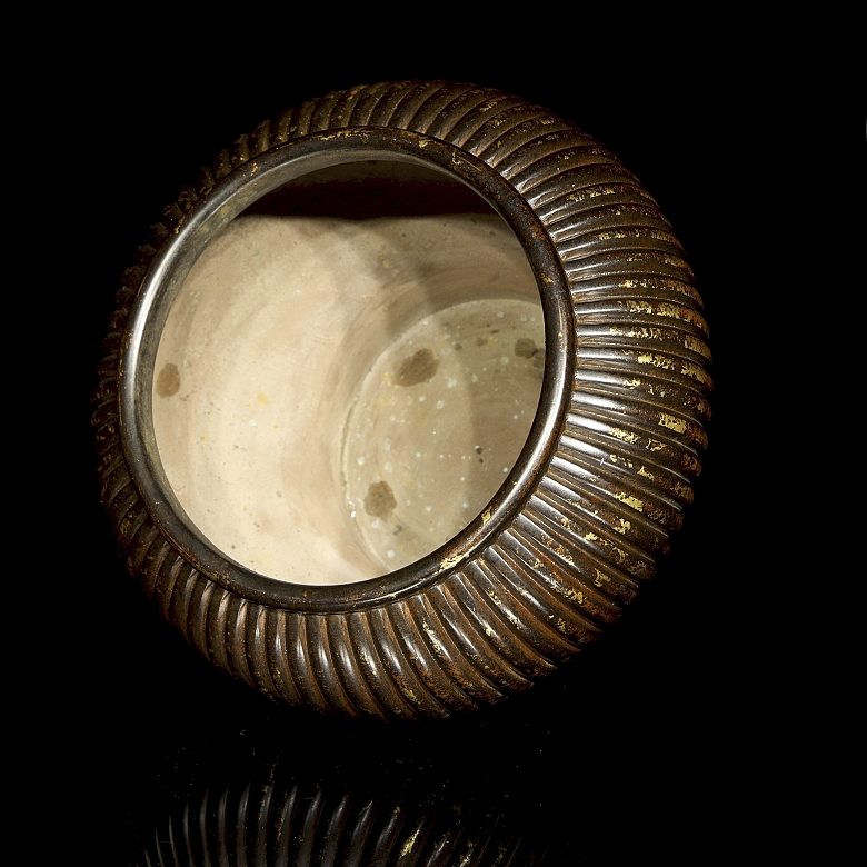 Incensario de bronce dorado, dinastía Ming