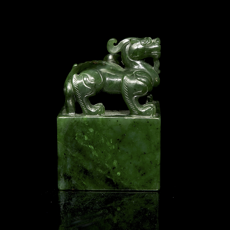 Sello de jade verde espinaca 