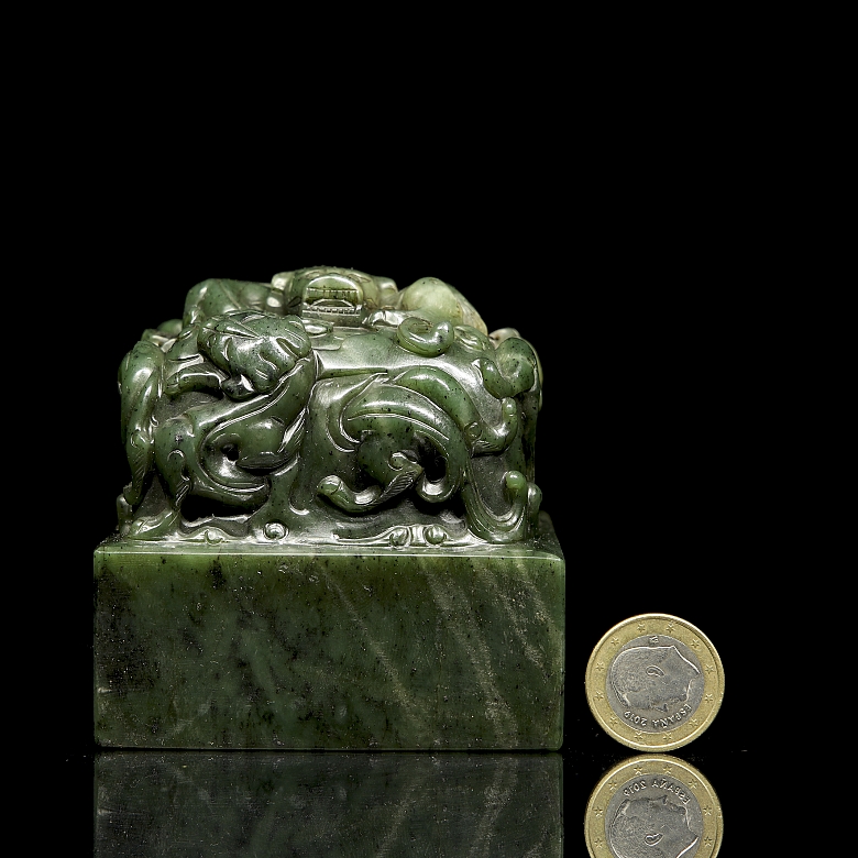 Sello de jade verde espinaca