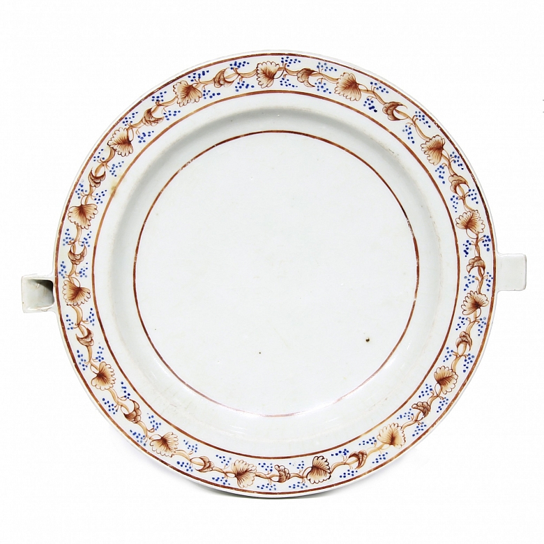 Porcelain tray with two handles, 20th century