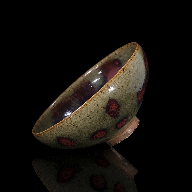 Cuenco de cerámica con esmalte Junyao, dinastía Yuan