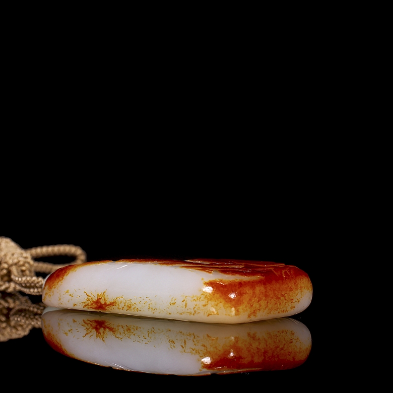 Placa de jade de Hetian, dinastía Qin, Inscripción de poema, marca Zigang