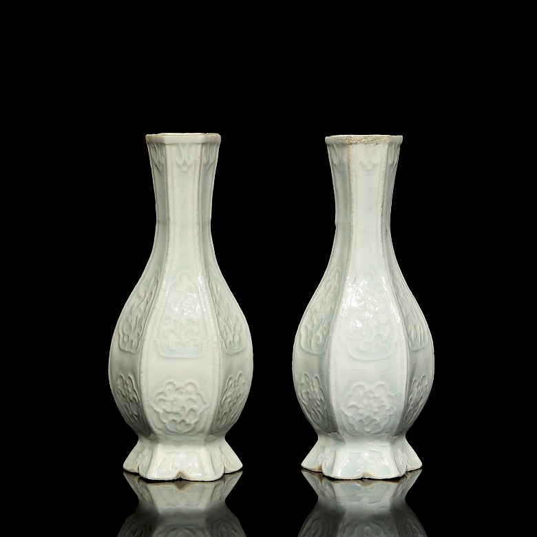 Pareja de jarrones de porcelana con vidriado Qingbai, estilo Song - 2