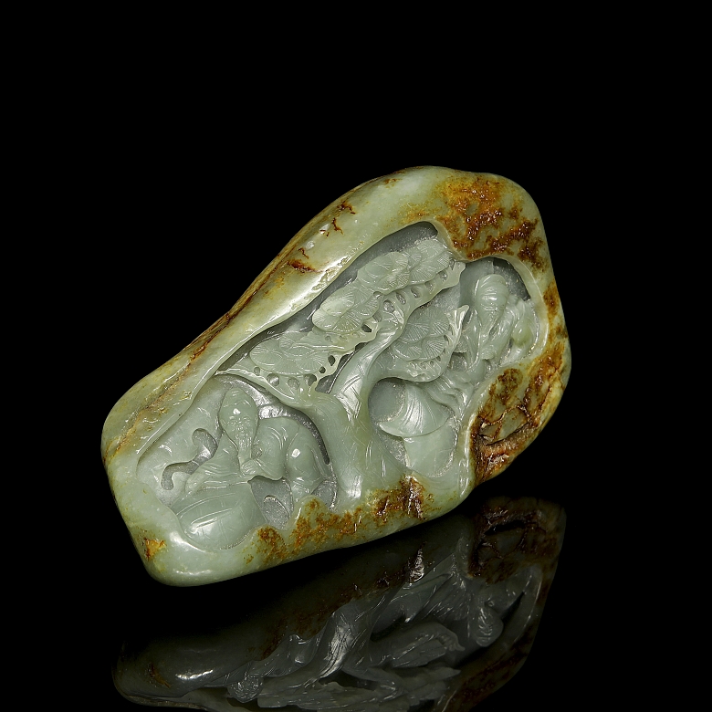 Carved jade figure, ‘Elders under the tree’, 20th century - 1