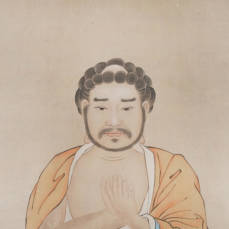 Chinese painting “Arhat in Meditation,” signed Ding Guanpeng - 3