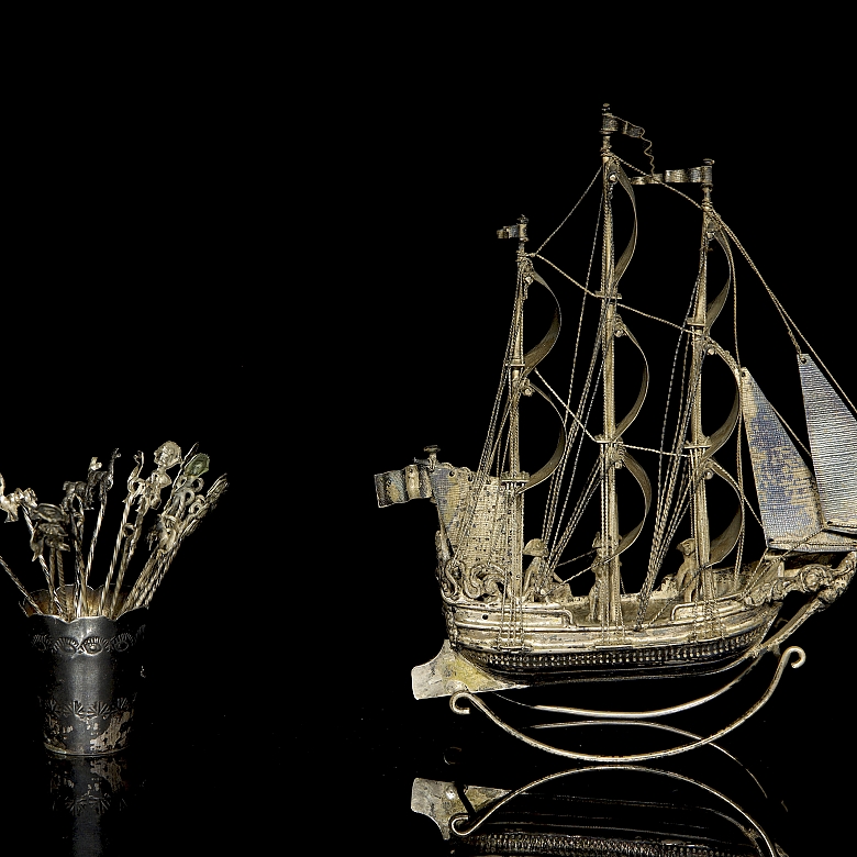 Pareja de piezas de plata, s.XX