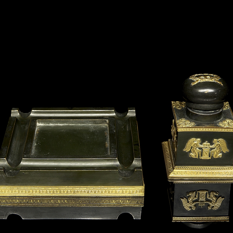 Empire style metal and bronze scrivener's desk, 19th century - 8