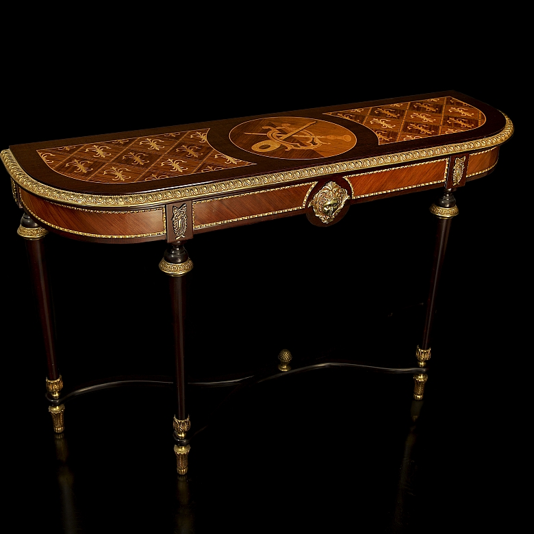 Consola con marquetería Estilo Luis XVI, s.XX