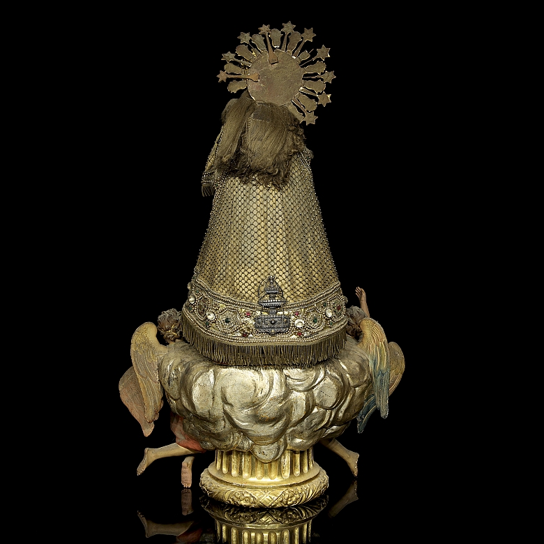 Polychrome ceramic sculpture “Virgen de los Desamparados”, 19th century