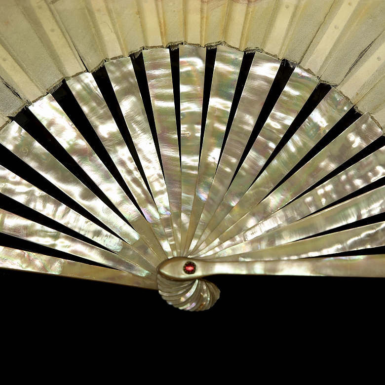 Fan “Gallant Scene,” signed by Luis Mariano (1914–1970)