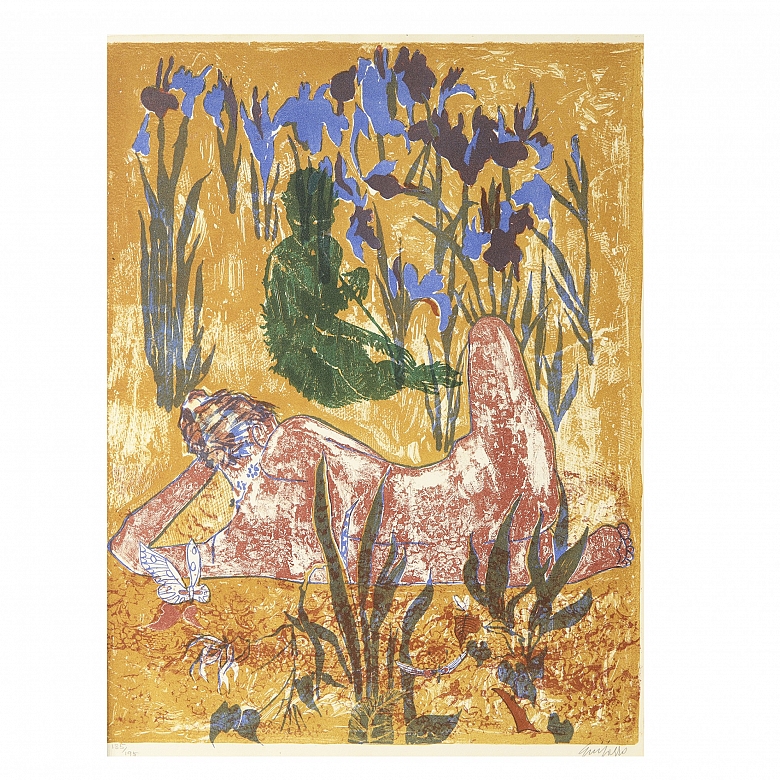 Antonio Guijarro Gutiérrez (1923–2011) ‘Nude Among Lilies’