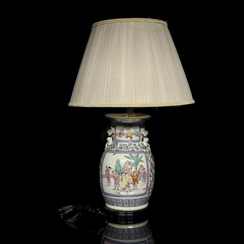 Lámpara jarrón de porcelana