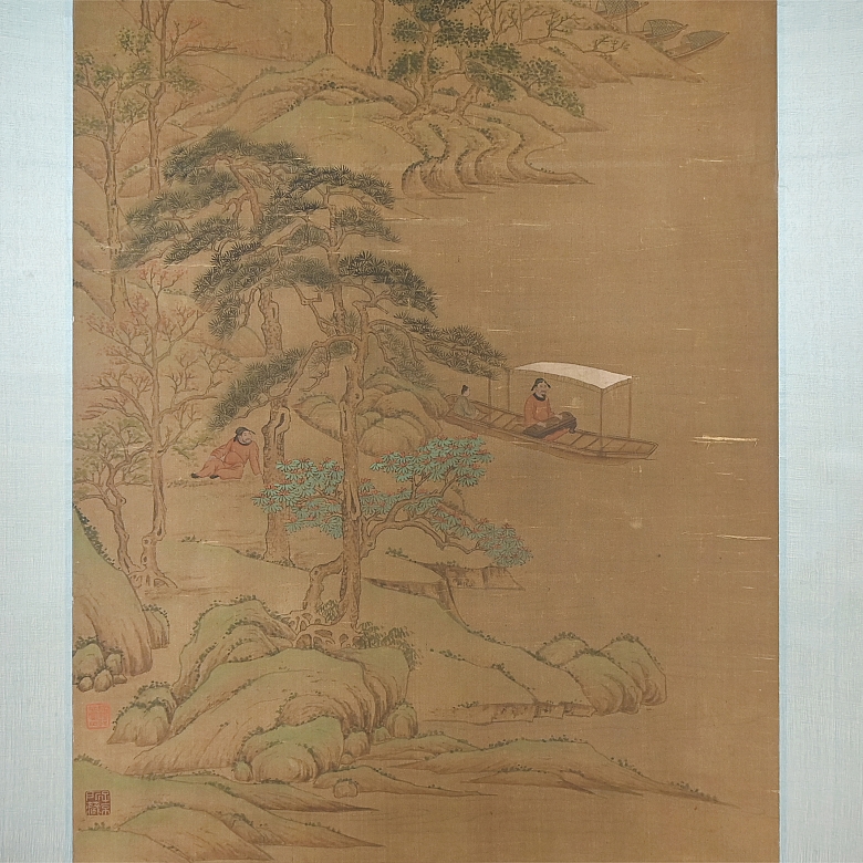 Chinese painting “Guqin Concert by the River,” signed Wen Zhengming