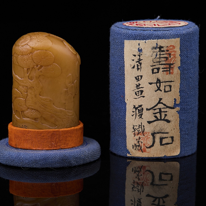 Tianhuang stone seal ‘Landscape with Heron’, Qing dynasty