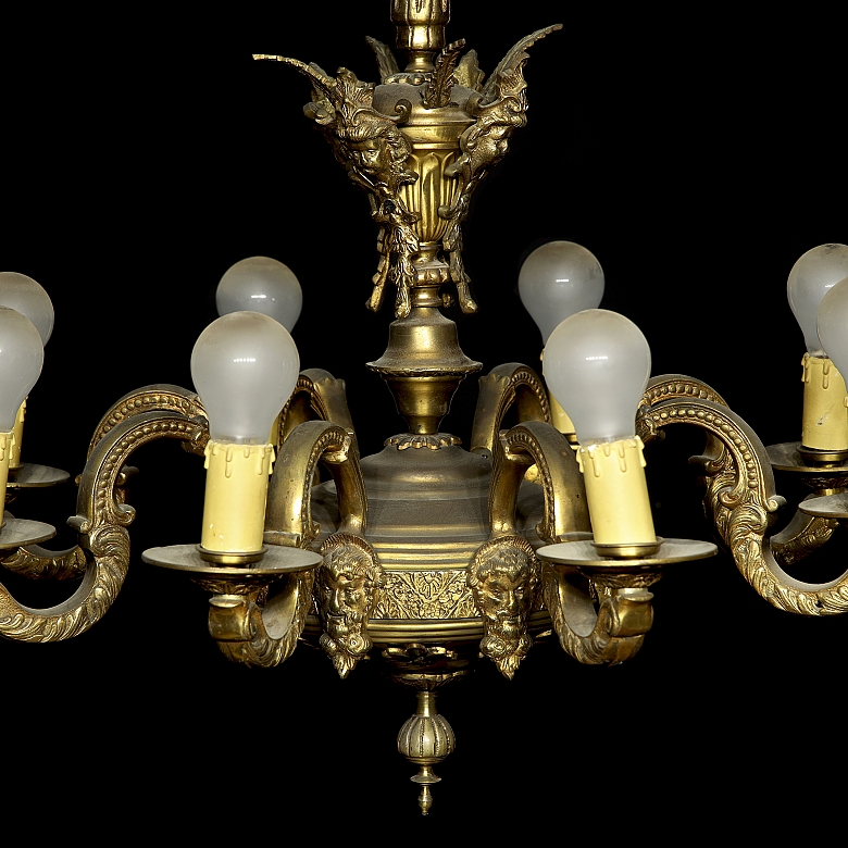 Eight-armed bronze lamp, 20th century - 2