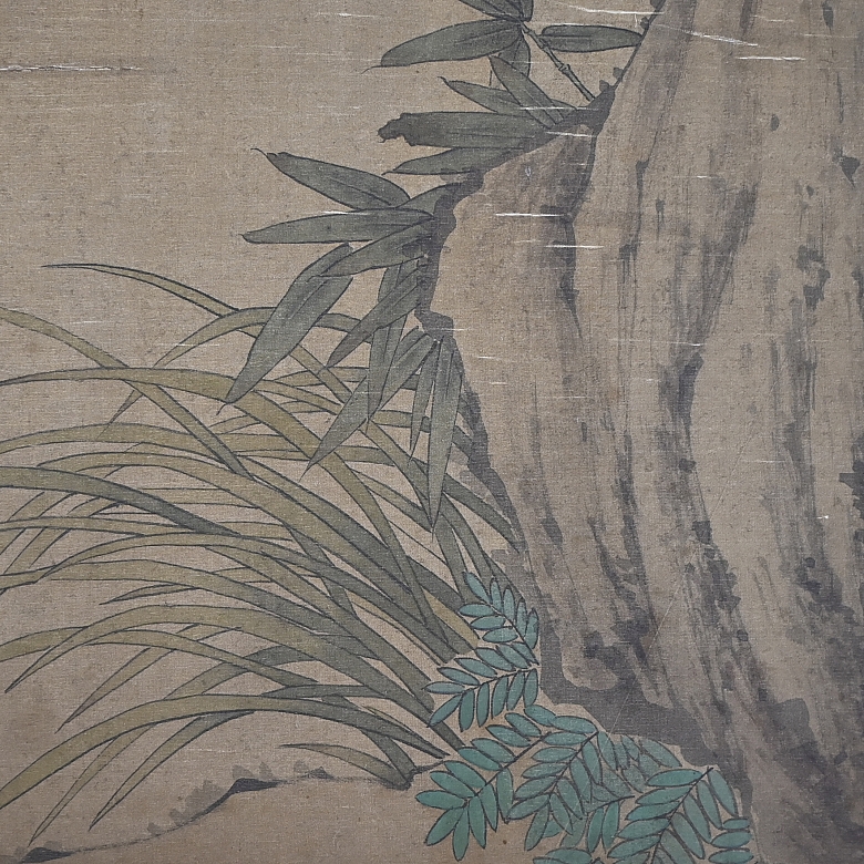 Chinese painting “Bats and Peaches,” signed Wang Wu
