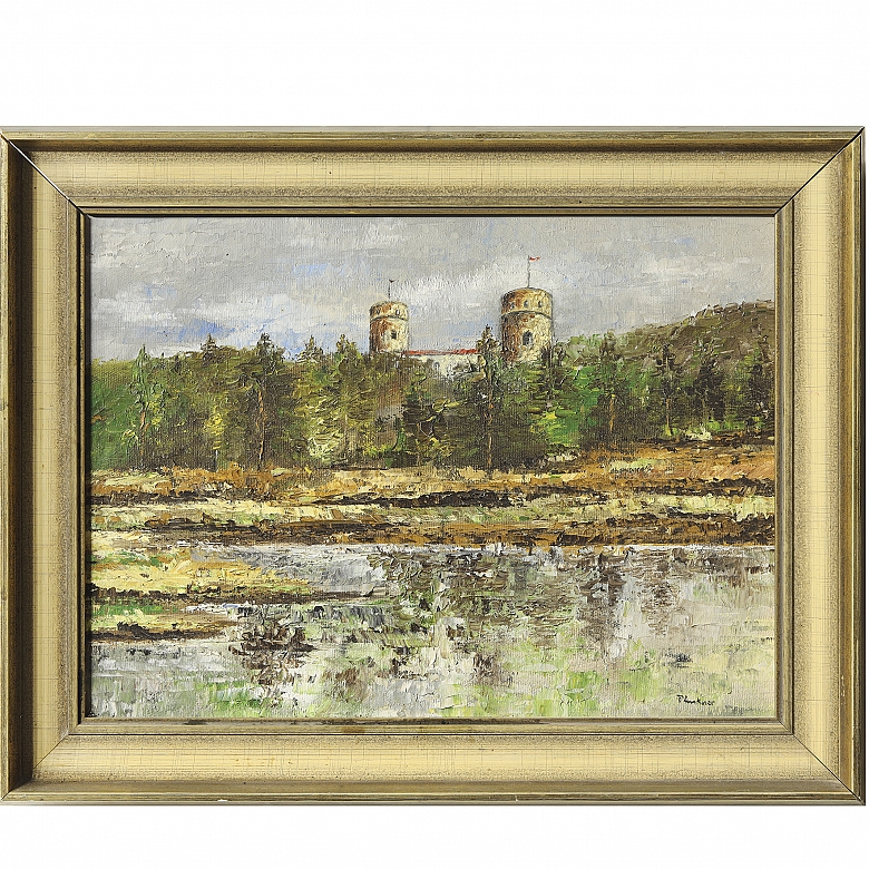 20th century Central European school ‘Landscape with castle’ - 5