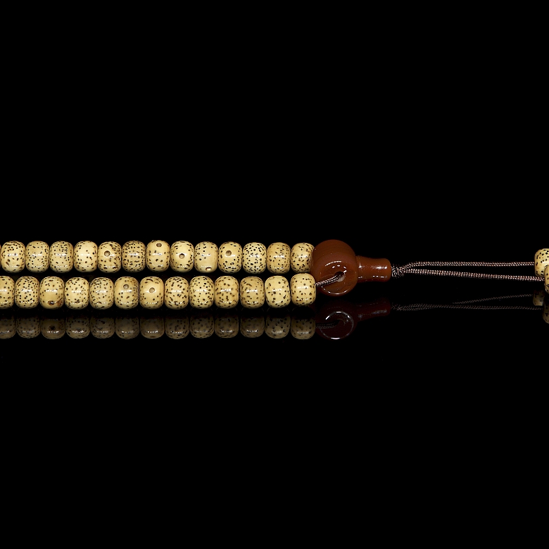Mala with 118 seed, amber and turquoise beads, 20th century - 5