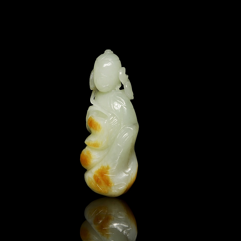 Carved jade figure, ‘Figure with Branch,’ Qing dynasty