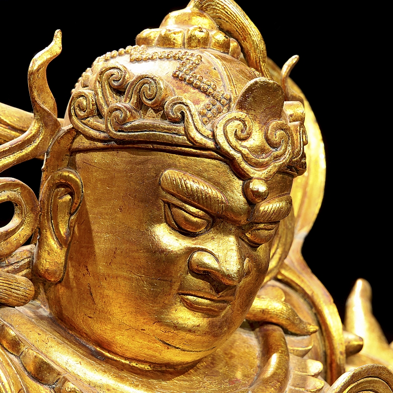 Magnificent bronze figure of ‘Guăng Mù Tiān wáng, Heavenly King’, Ming dynasty