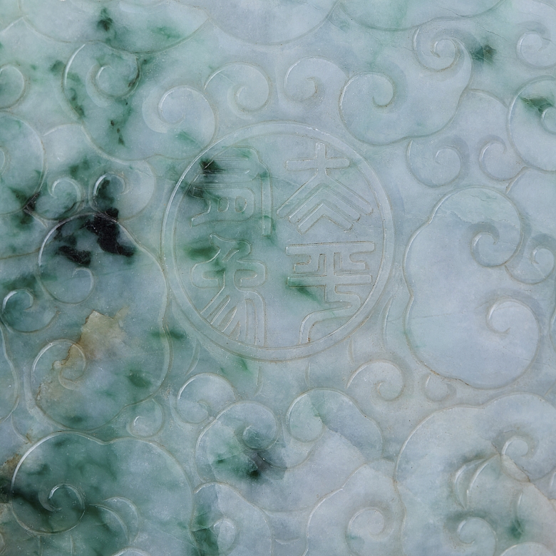 Panel de madera y jadeíta 