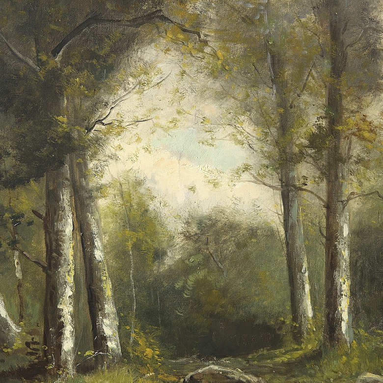 Carolus Morizot (20th century) ‘Lake in the Grove’