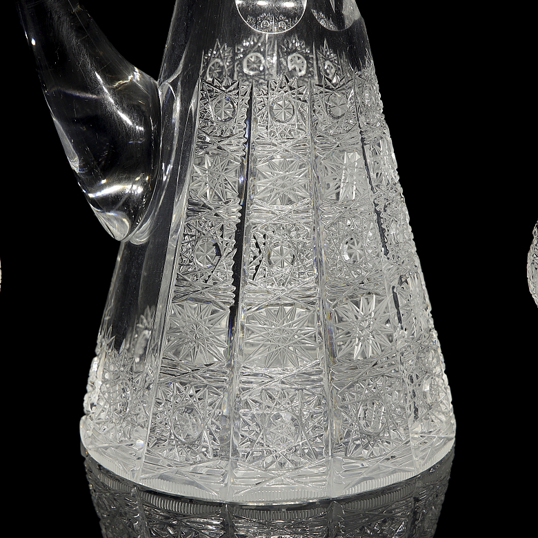 Set of glassware with jug and six glasses, 20th century