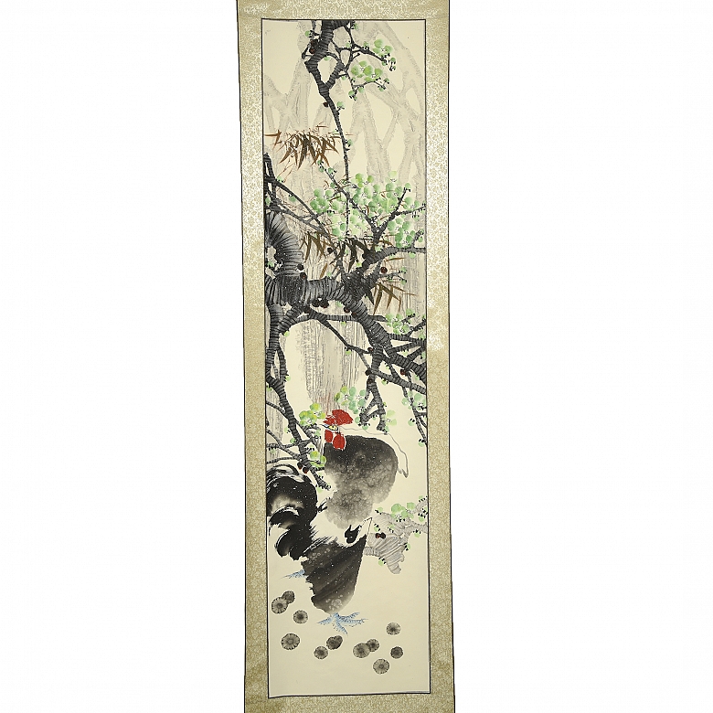 Chinese painting ‘Roosters among branches’, 20th century - 1