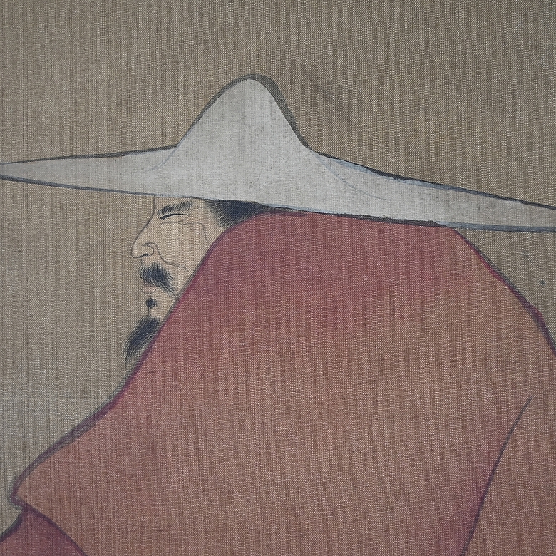 Chinese painting “Riding under plum blossoms,” signed Jin Kun