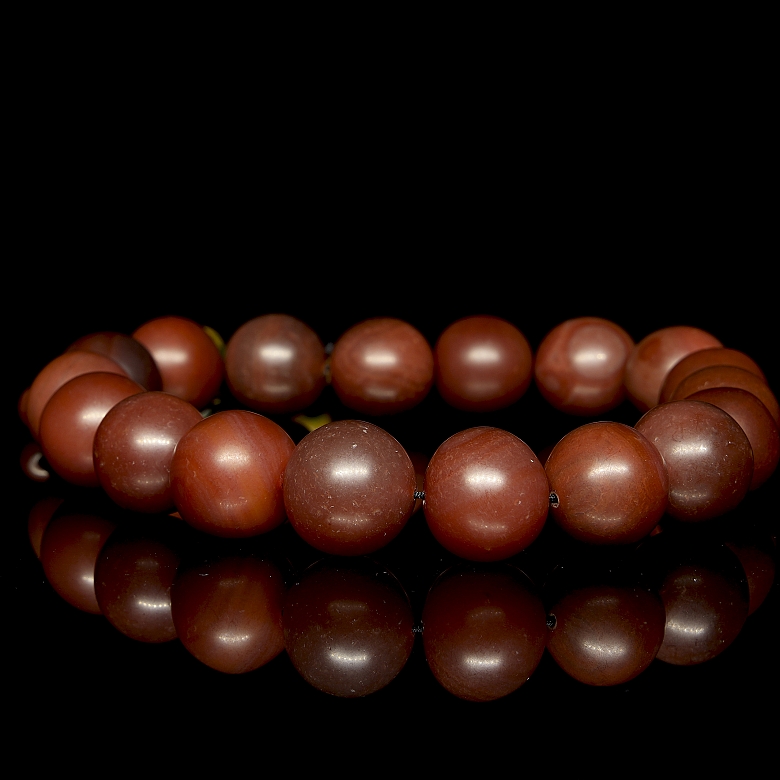 Collar de cuentas de ágata, dinastía Qing