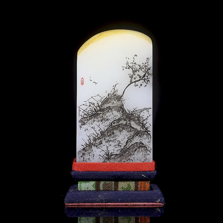 Figura de jade blanco de Hetian