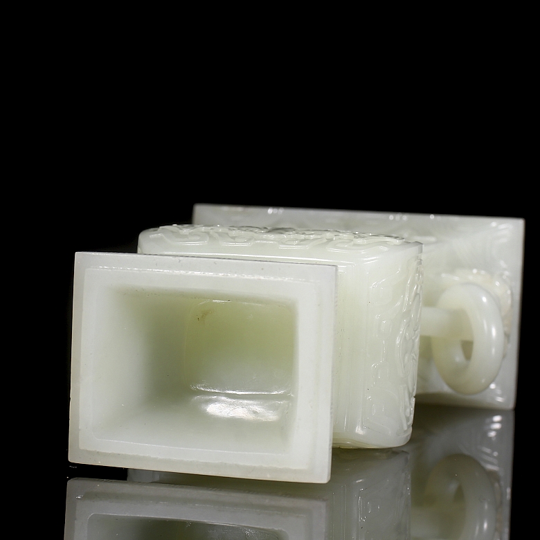 Jarrón de jade blanco de Hetian 